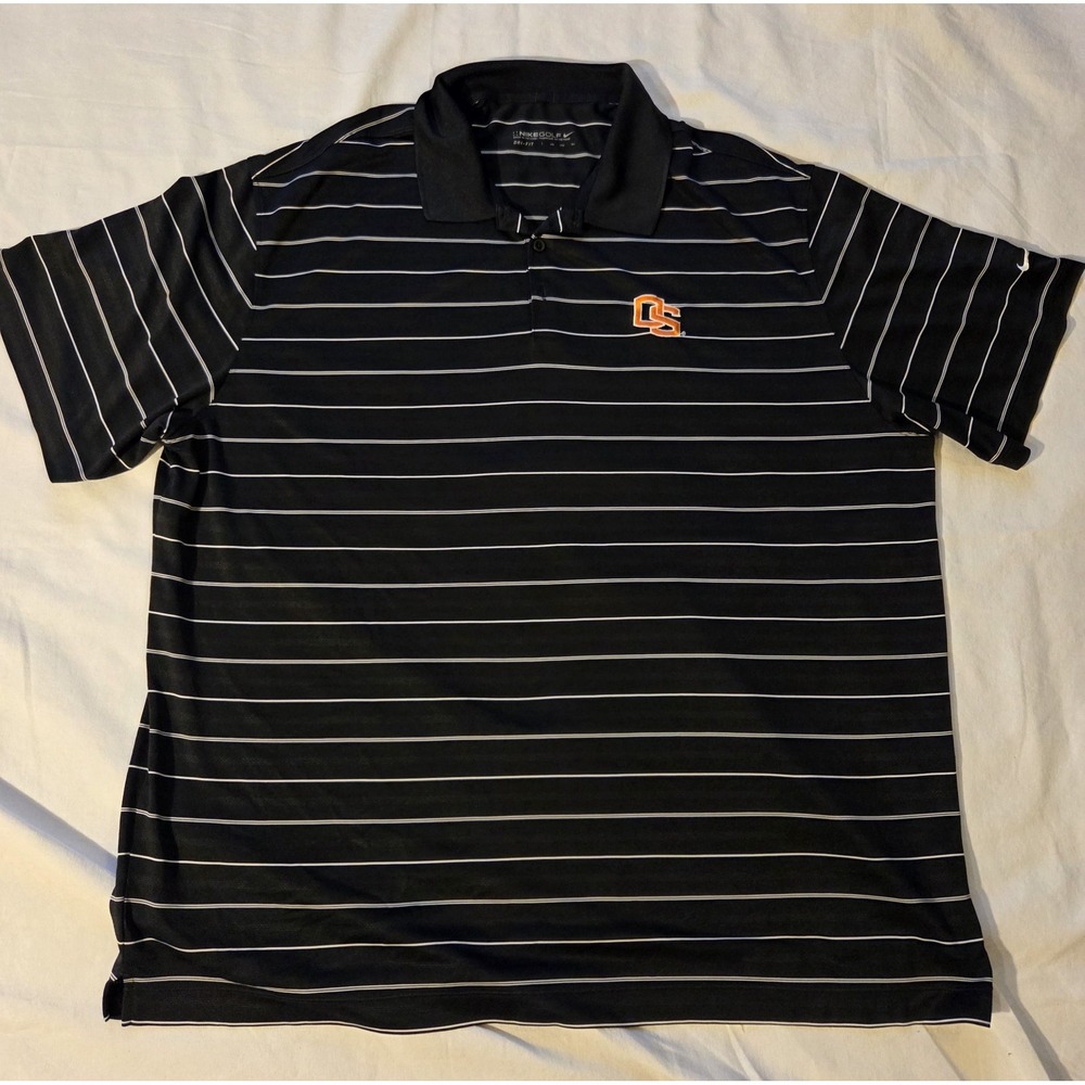 Nike Golf Oregon State Beavers Polo Mens 3XL Dri-FIT Black Stripe NCAA OSU